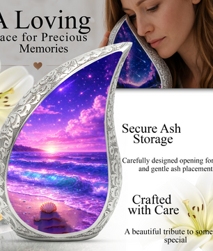 Purple Ocean Memorial Urn for Ashes, Adult Cremation Urn