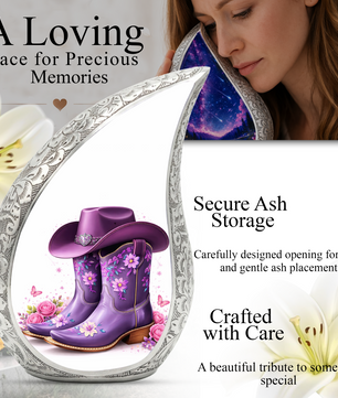 Cowgirl Boot with Hat Cremation Urn for Mom - Personalized Western Urns For Female