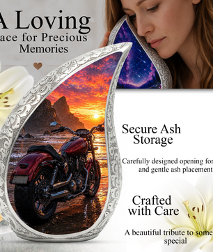 Motorcycle Urn for Dad, Biker Cremation Urn for Ashes,Keepsake Urn for Dad