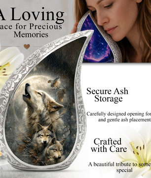 Wolf Urn for Human Ashes | Powerful Wolf Adult Cremation Urn | Wildlife Memorial Urn