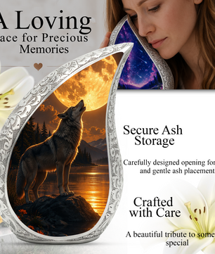 Wolf Adult Urn for Human Ashes – Moonlight Adult Cremation Urn