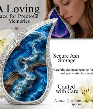 Ocean Wave Urn for Ashes, Adult Cremation Urn for Mom, Beach Memorial Urn