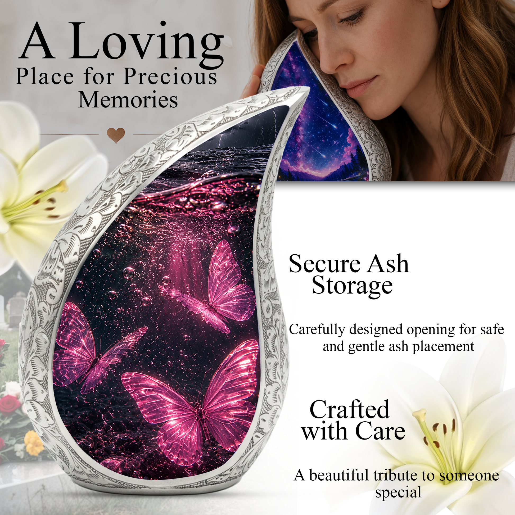 Pink Butterfly Urn for Ashes | Butterfly Urns for Human Ashes, Butterfly Urn for Cremains,