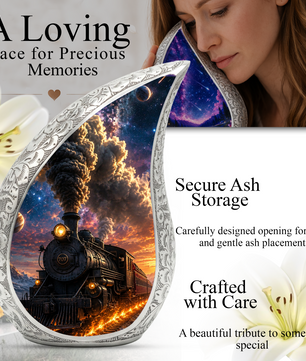 Train Urn for Human Ashes | Unique Railroad Adult Cremation Urn | Locomotive Memorial Urn for Adult Ashes
