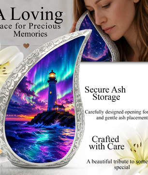 Ocean Lighthouse Cremation Urn for Adult Ashes | Lighthouse Ocean Wave Urn for Human Ashes, Mom & Women