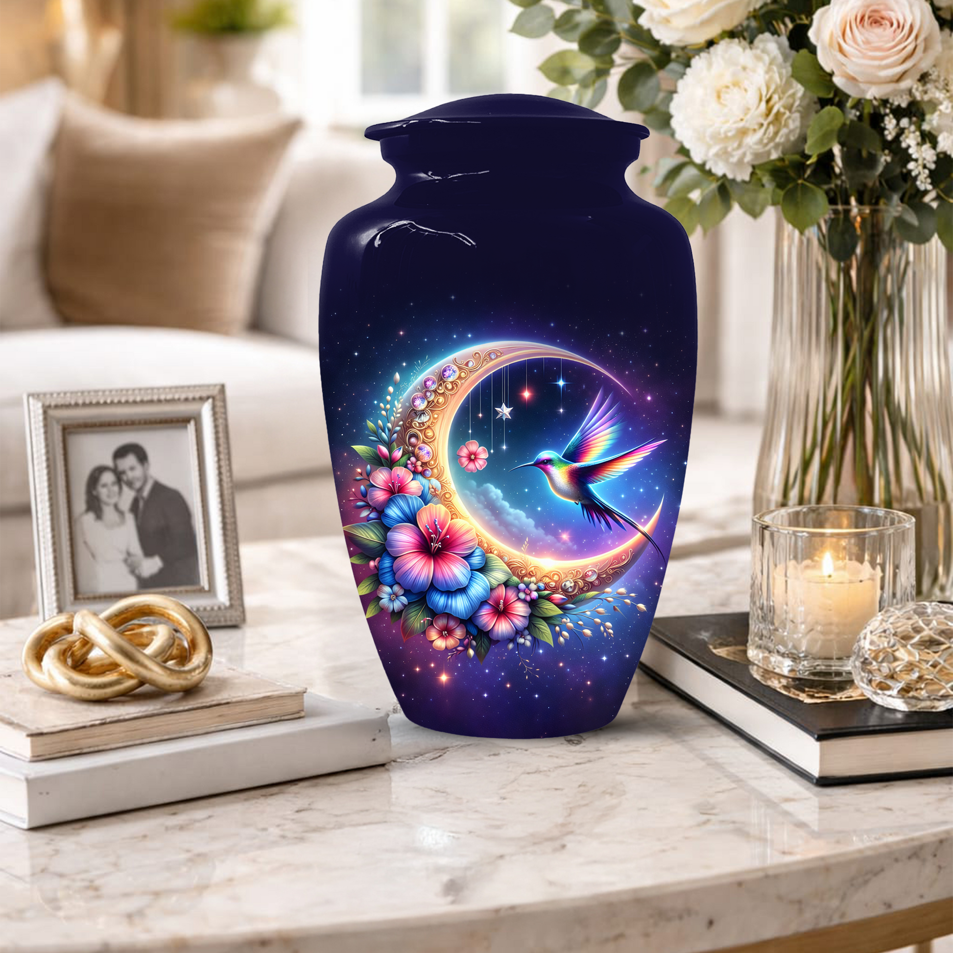 Hummingbird Cremation Urn for Ashes, Personalized Memorial Urn for Mom