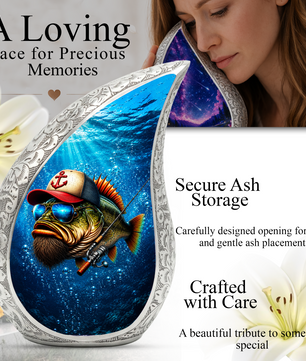Gone Fishing Urn, Fish Cremation Urn for Ashes, Personalized Memorial Urn for Dad