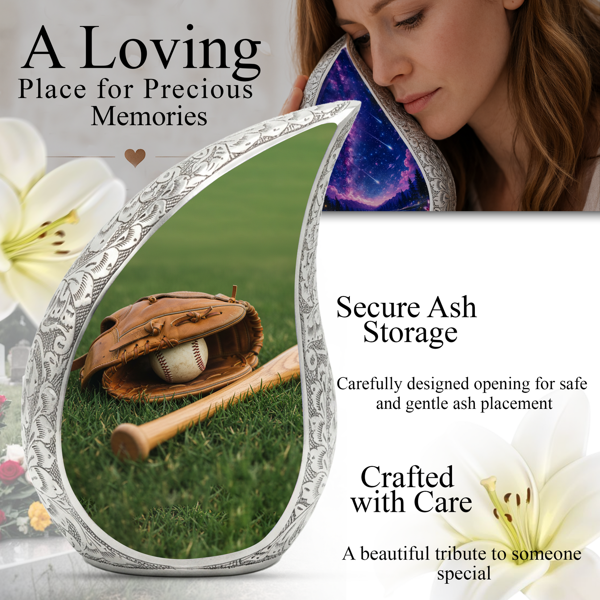 Personalized Baseball Urn for Dad | Keepsake Memorial Urn for Father