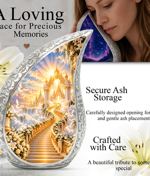 Heavenly Stairway Cremation Urn for Adult Ashes, Golden Heaven Memorial Urn