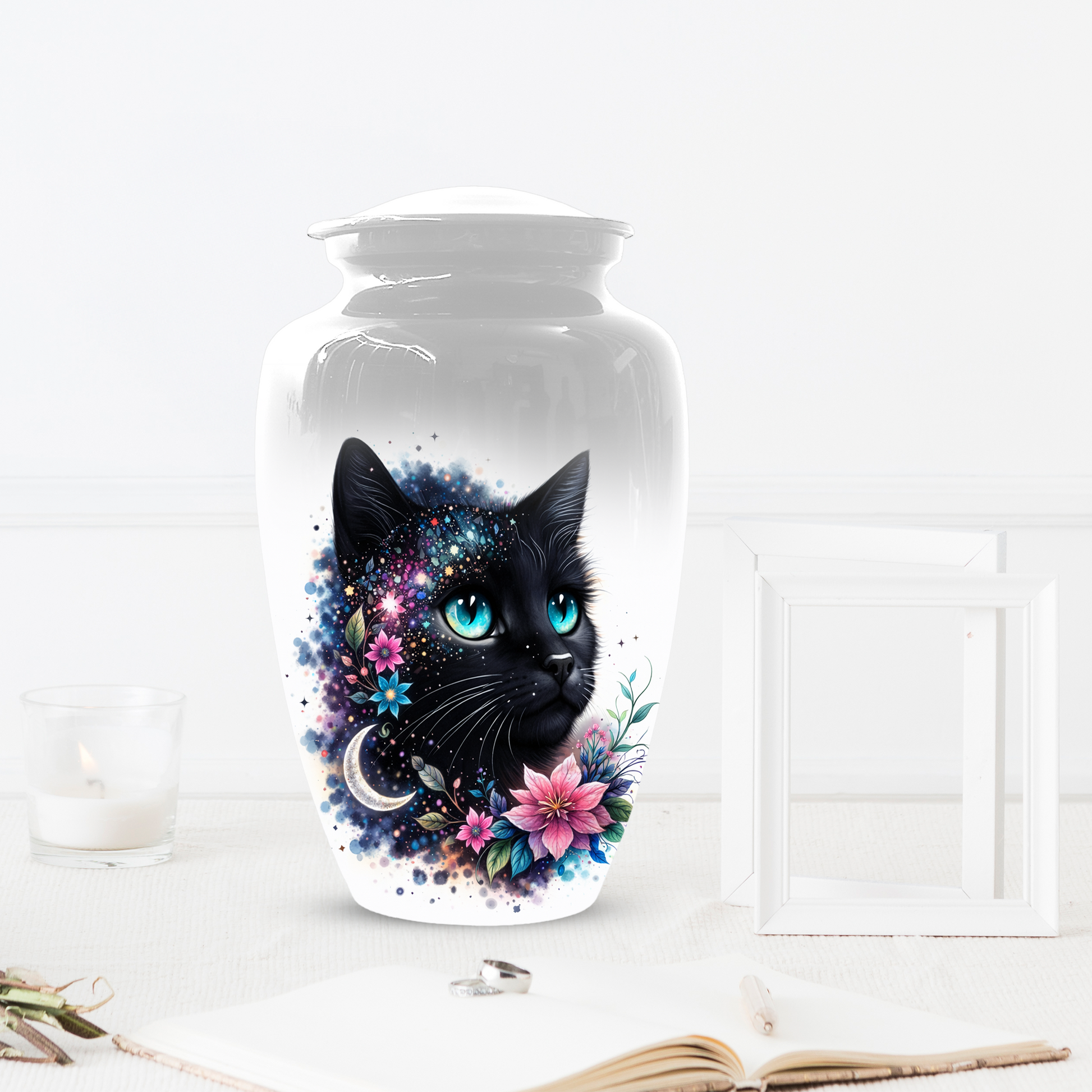 Black Cat Urn for Ashes, Custom Cat Memorial Urn, Pet Cremation Urn