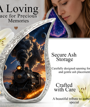 Train Urn for Human Ashes | Unique Adult Cremation Urn | Train Memorial Urn for Adult Ashes, Men & Women