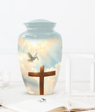 Christian Cross Cremation Urn for Mom – Dove Memorial Urn for Ashes