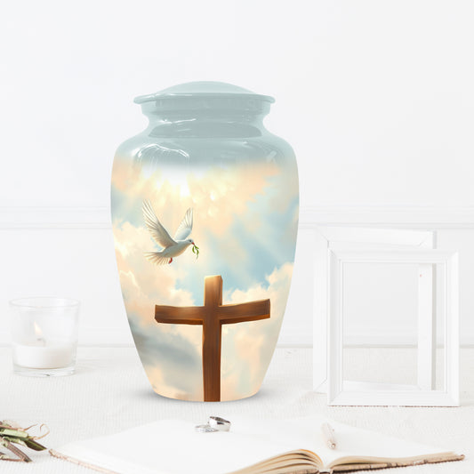 Christian Cross Cremation Urn for Mom – Dove Memorial Urn for Ashes