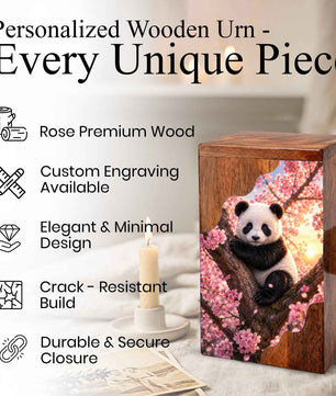 Panda Wooden Cremation Urn – Wooden Urn for Human Ashes