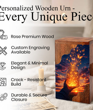 Butterfly Release Wooden Cremation Urn – Sunset Memorial Urn for Human Ashes