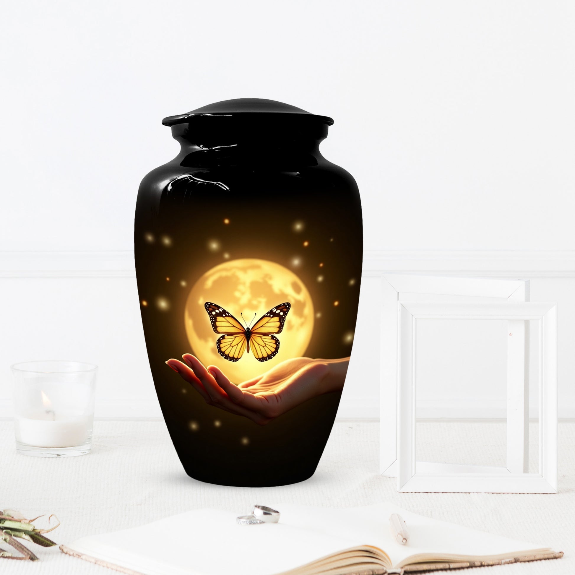 Beautiful Moon Butterfly Urn for Human Ashes | Moonlight Butterfly Cremation Urn