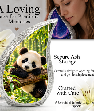 Panda Cremation Urn for Adult Ashes, Cute Panda Memorial Urn, Bamboo Forest Animal Urn