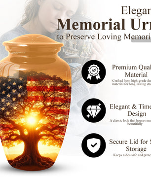 American Patriotic Memorial Large Urn - Keepsake Urn for Ashes