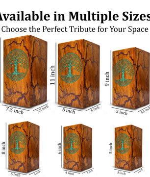 Tree of Life Wood Urn For Ashes - Personalized Wooden Keepsake Resin Urns Box