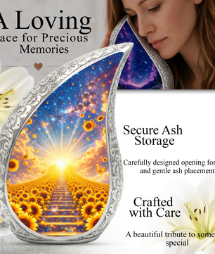 Sunflower Heaven Adult Urn for Human Ashes – Premium Sunflower Cremation Urn