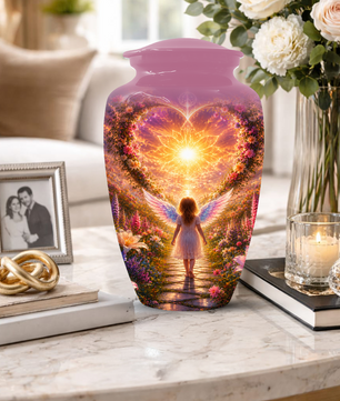 Angel Wing Cremation Urn for Mom - Heavenly Garden memorial urn for Women