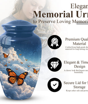 Monarch Butterfly Urn for Mom | Butterfly Cremation  Large Urn for Ashes | Memorial Urn for Women