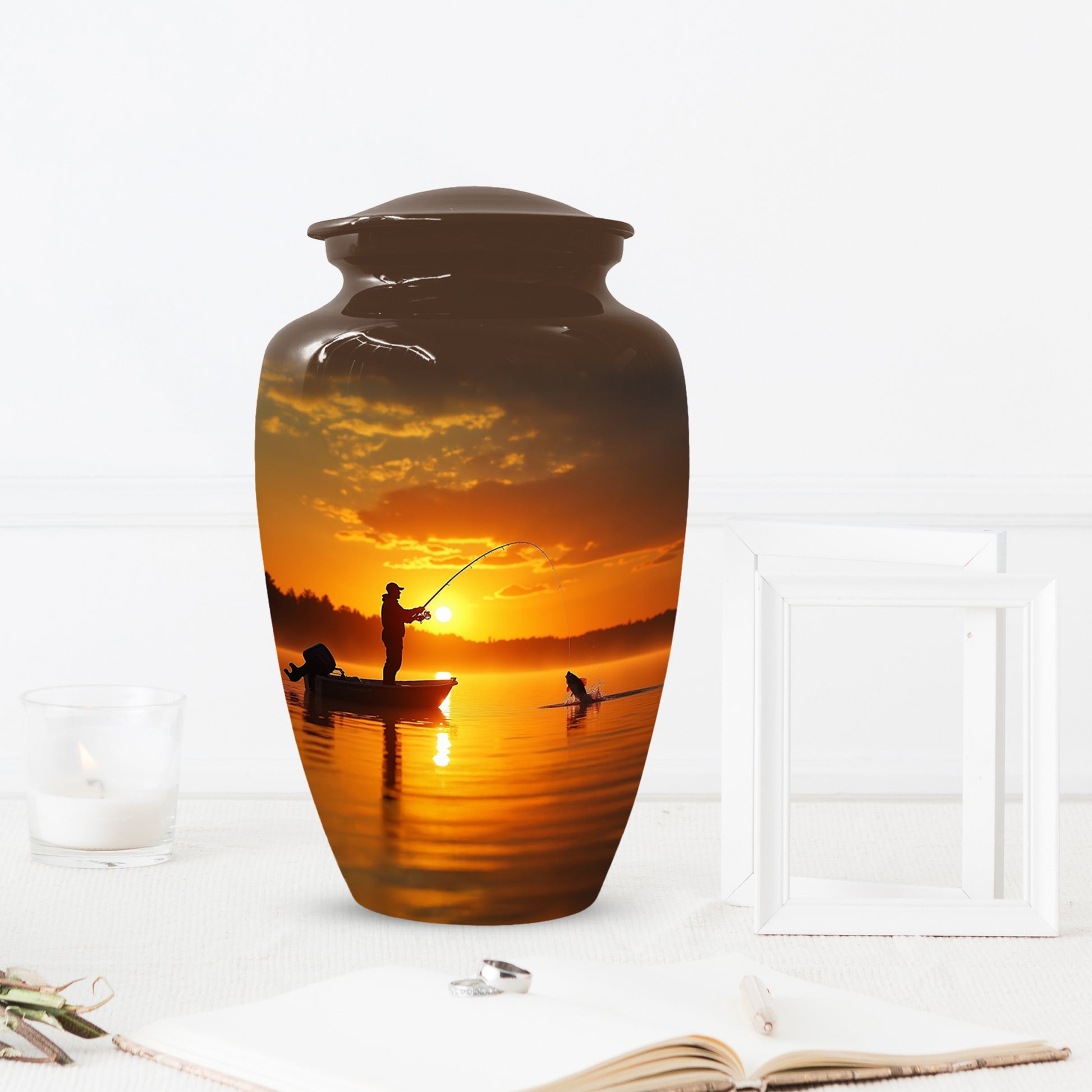 Fishing Urn for Human Ashes | Gone Fishing Cremation Urn for Dad