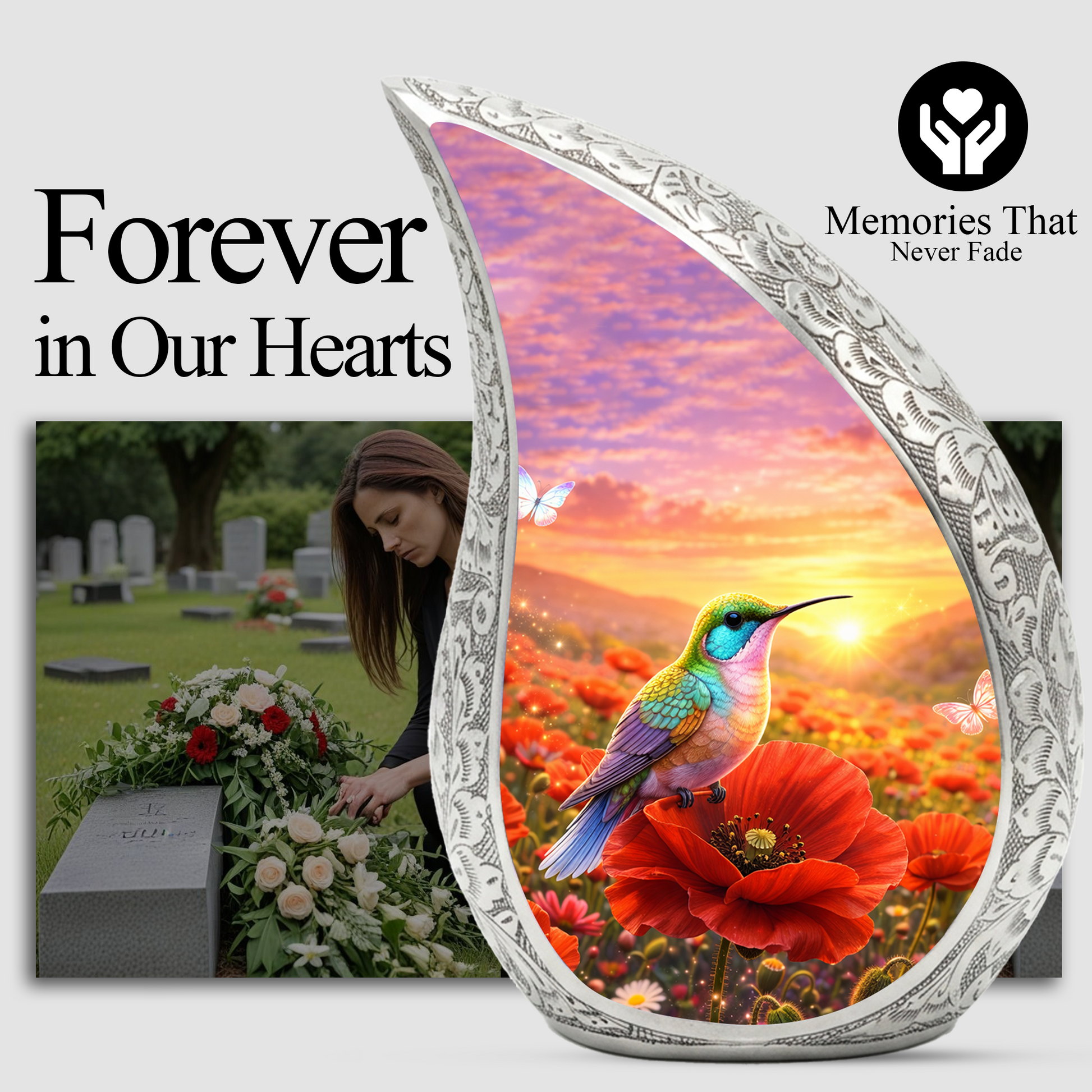 Hummingbird Memorial Urn for Mom | Urn for Human Ashes | Keepsake Urn for Mom