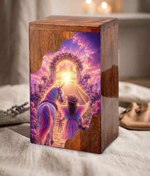 Unicorn Wooden Cremation Urn for Mom, Angel Child Memorial Urn