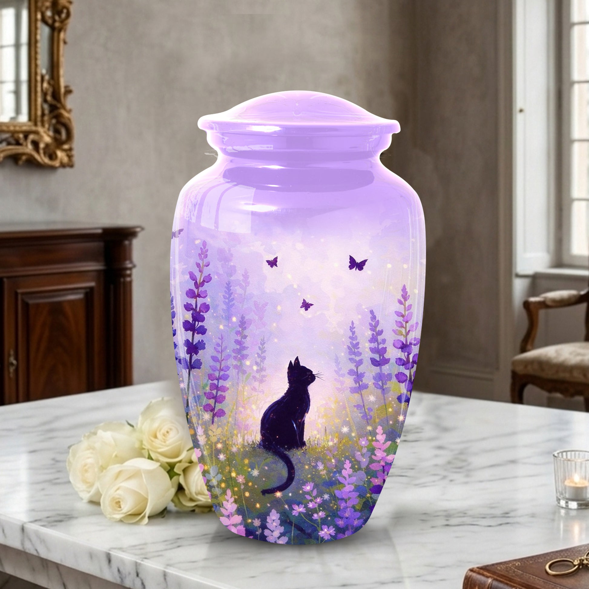 Cat Urn for Mom | Beautiful Cat Cremation  Large Urn for Mother|Funeral Urn for Human Ashes