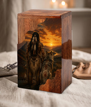 Native American Cremation Urns for Human Ashes | Wooden Urn for Mom & Women