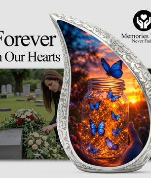 Golden Butterfly Urn for Human Ashes | Butterfly Cremation Memorial Urn