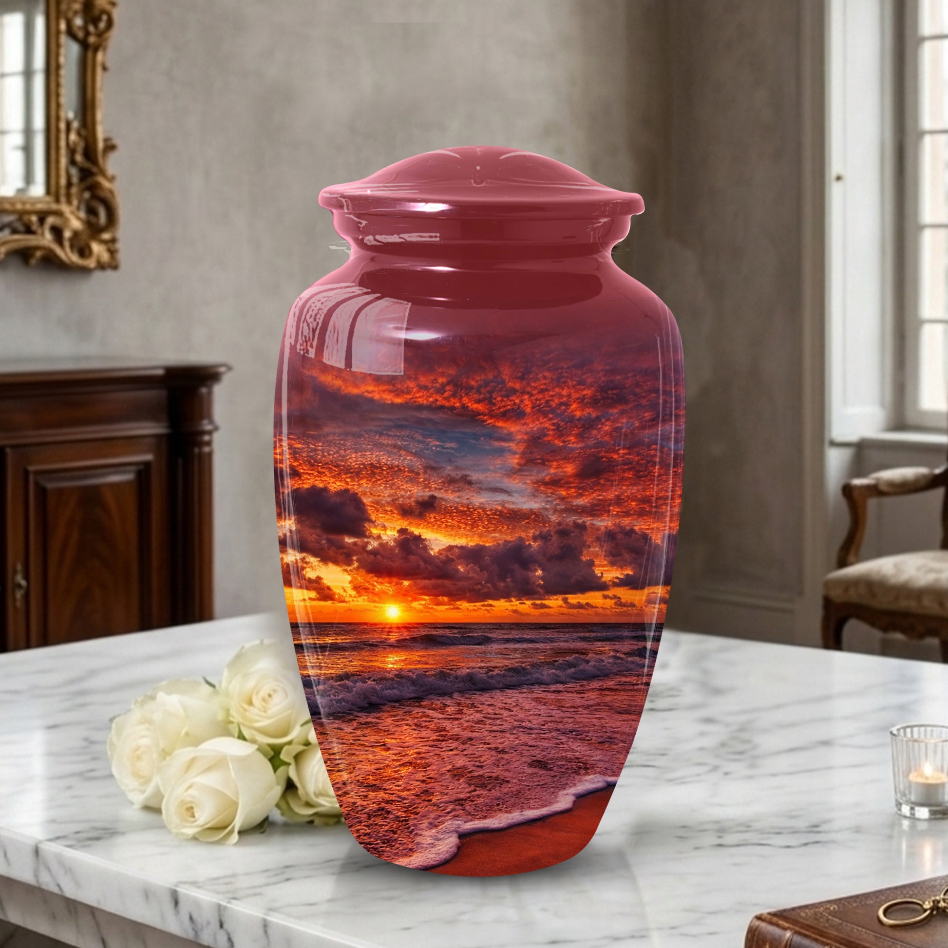 Product Title  Sunset Beach Urn for Mom | Adult Cremation Large  Urn for Ashes | Memorial Urn for Women