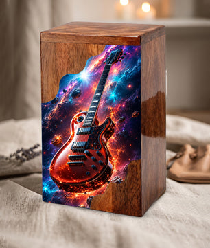 Guitar Wooden Cremation Urn – Wooden Urn for Human Ashes