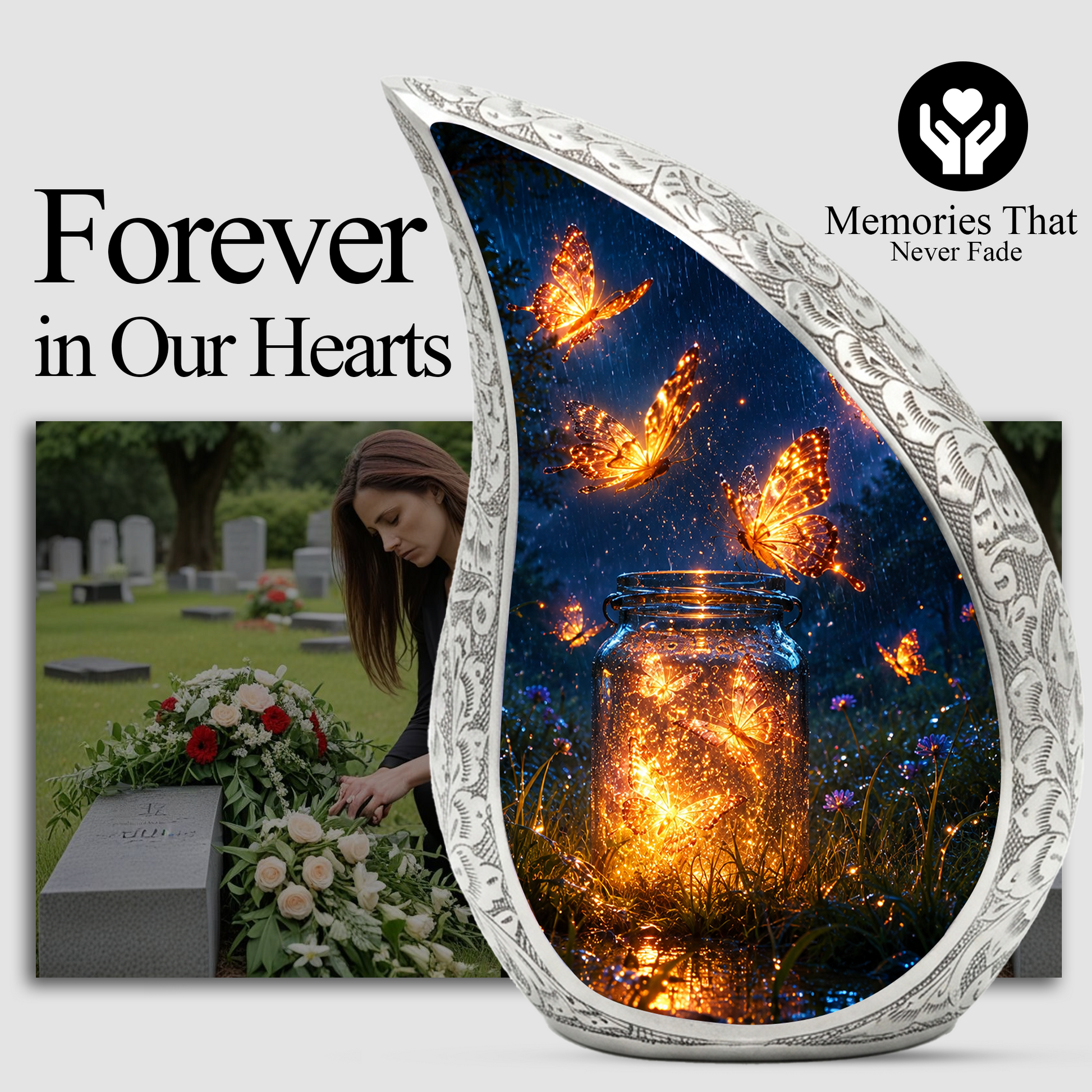 Butterfly Urn for Human Ashes |  Orange Butterfly Cremation Urn