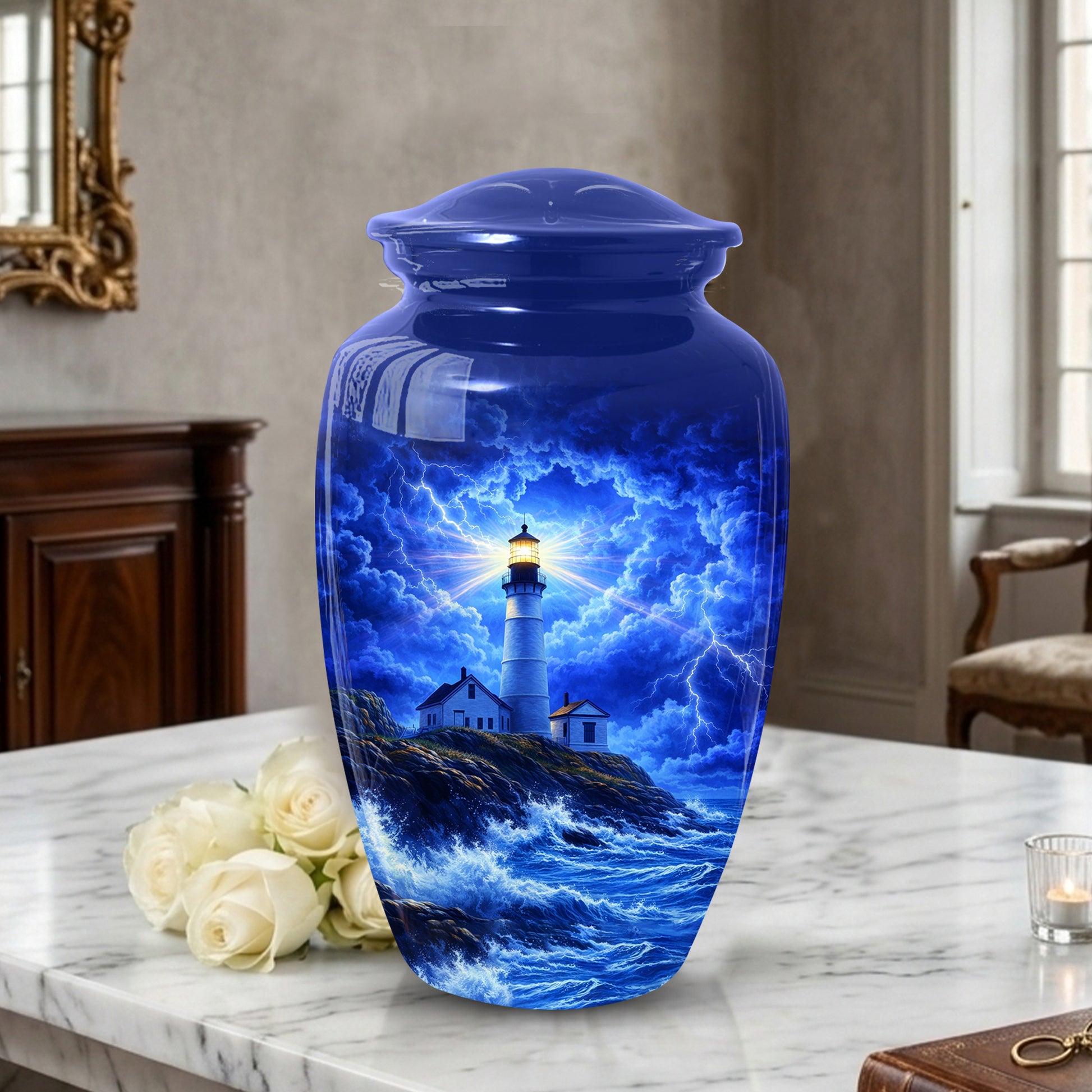 Lighthouse Memorial Urn for Dad, Personalized Adult Cremation Large  Urn