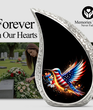 Patriotic Hummingbird Urn for Mom | Adult Cremation Urn for Ashes