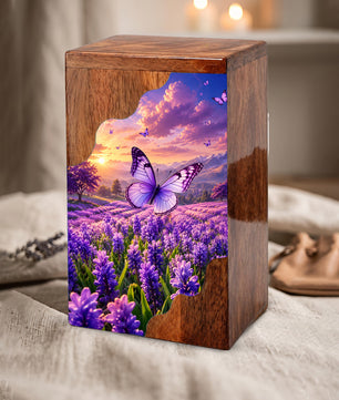 Butterfly Wooden Cremation Urn for Mom | Personalized Urn for Human Ashes