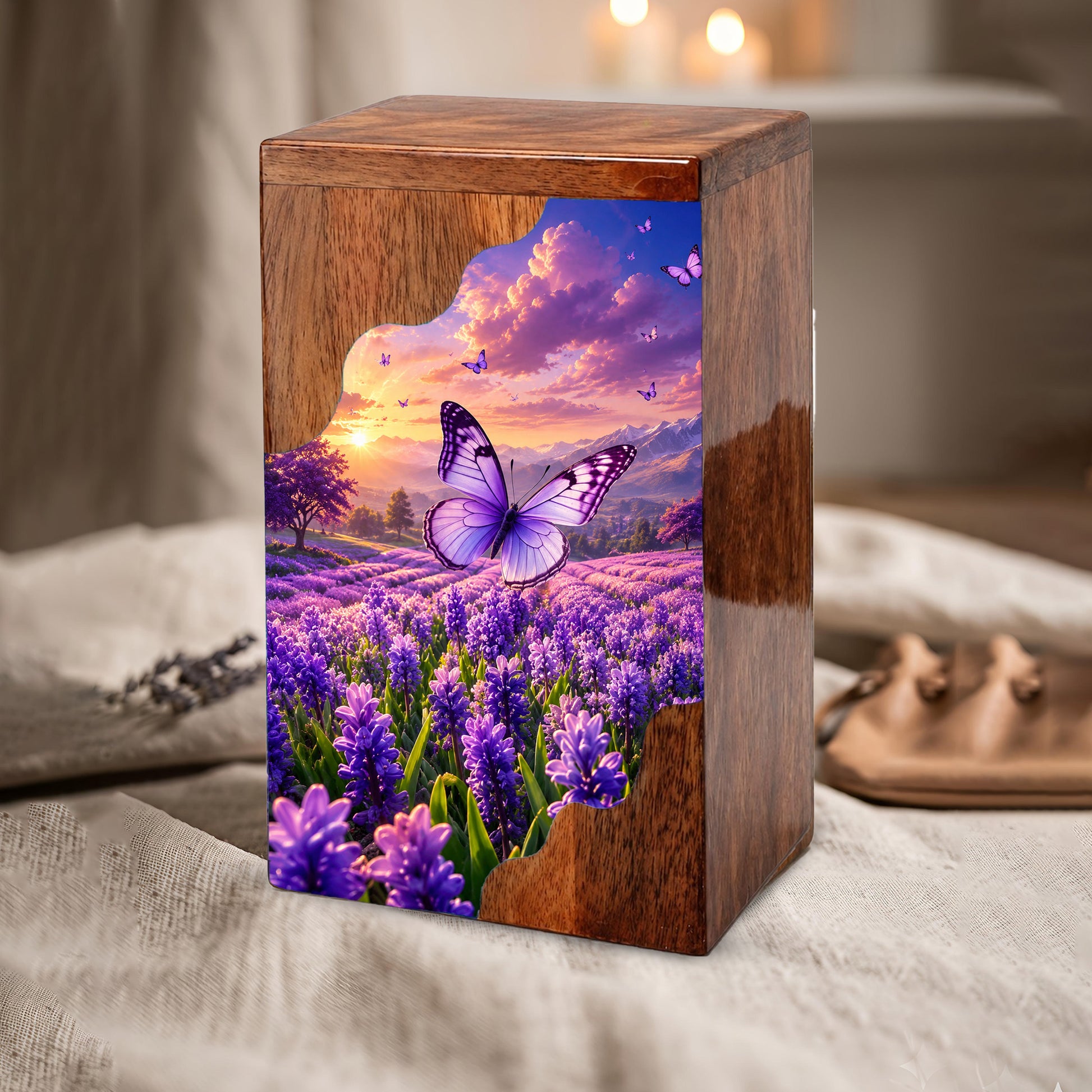 Butterfly Wooden Cremation Urn for Mom | Personalized Urn for Human Ashes