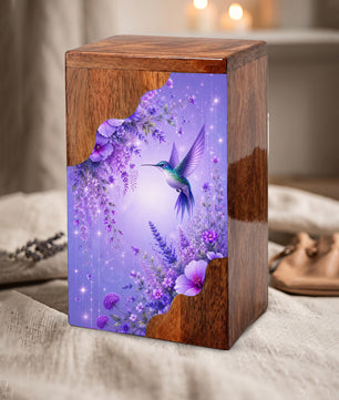 Hummingbird Cremation Urn for Mom | Wooden Urn for Human Ashes
