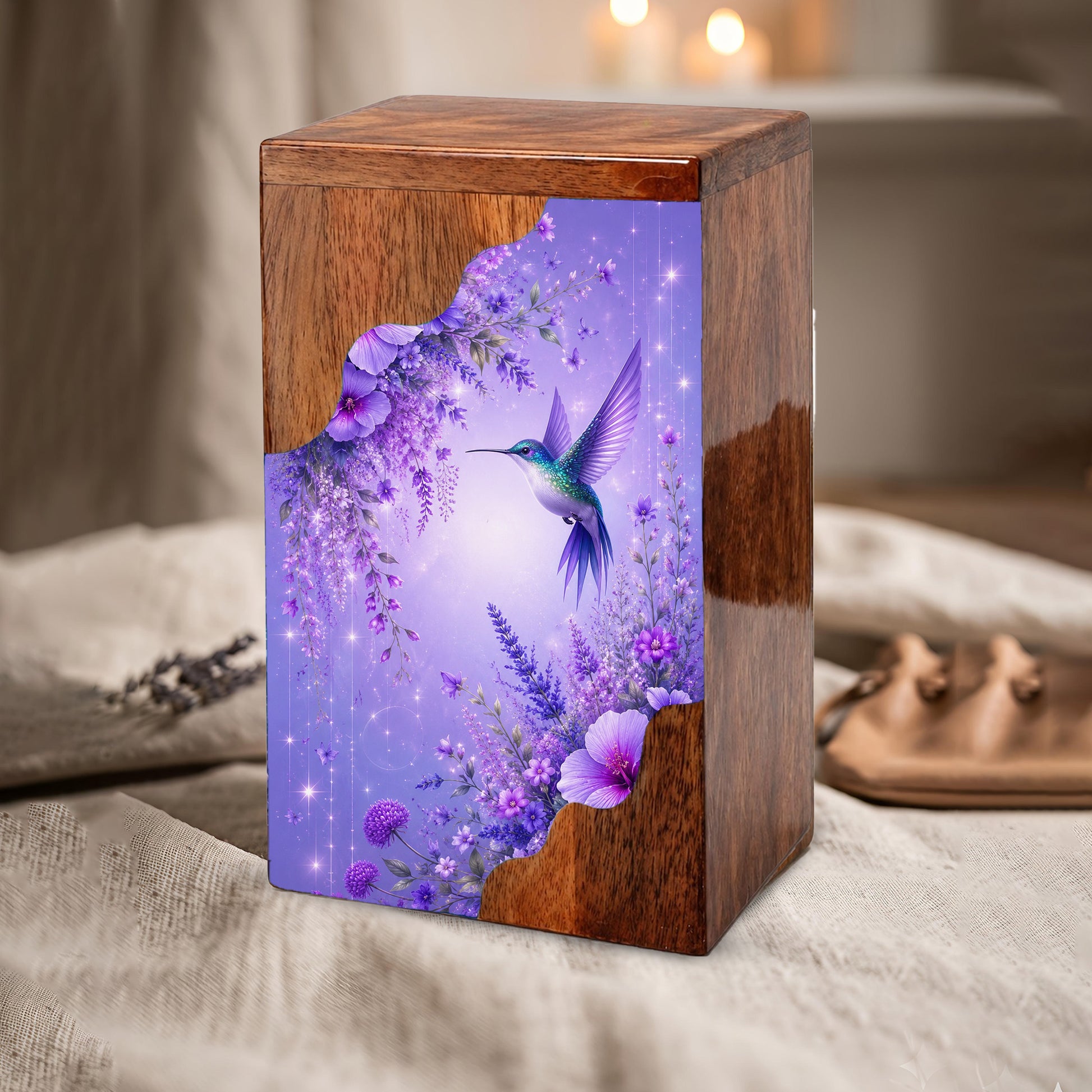 Hummingbird Cremation Urn for Mom | Wooden Urn for Human Ashes