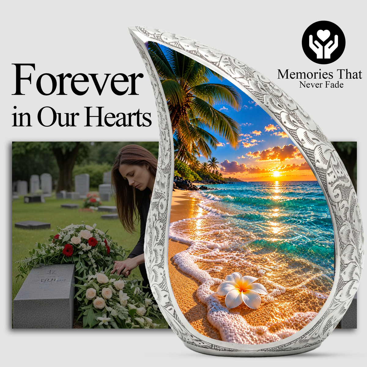 Beach Cremation Urn for Ashes, Tropical Ocean Memorial Urn, Sunset Beach Adult Urn, Personalized Coastal Cremation Urn