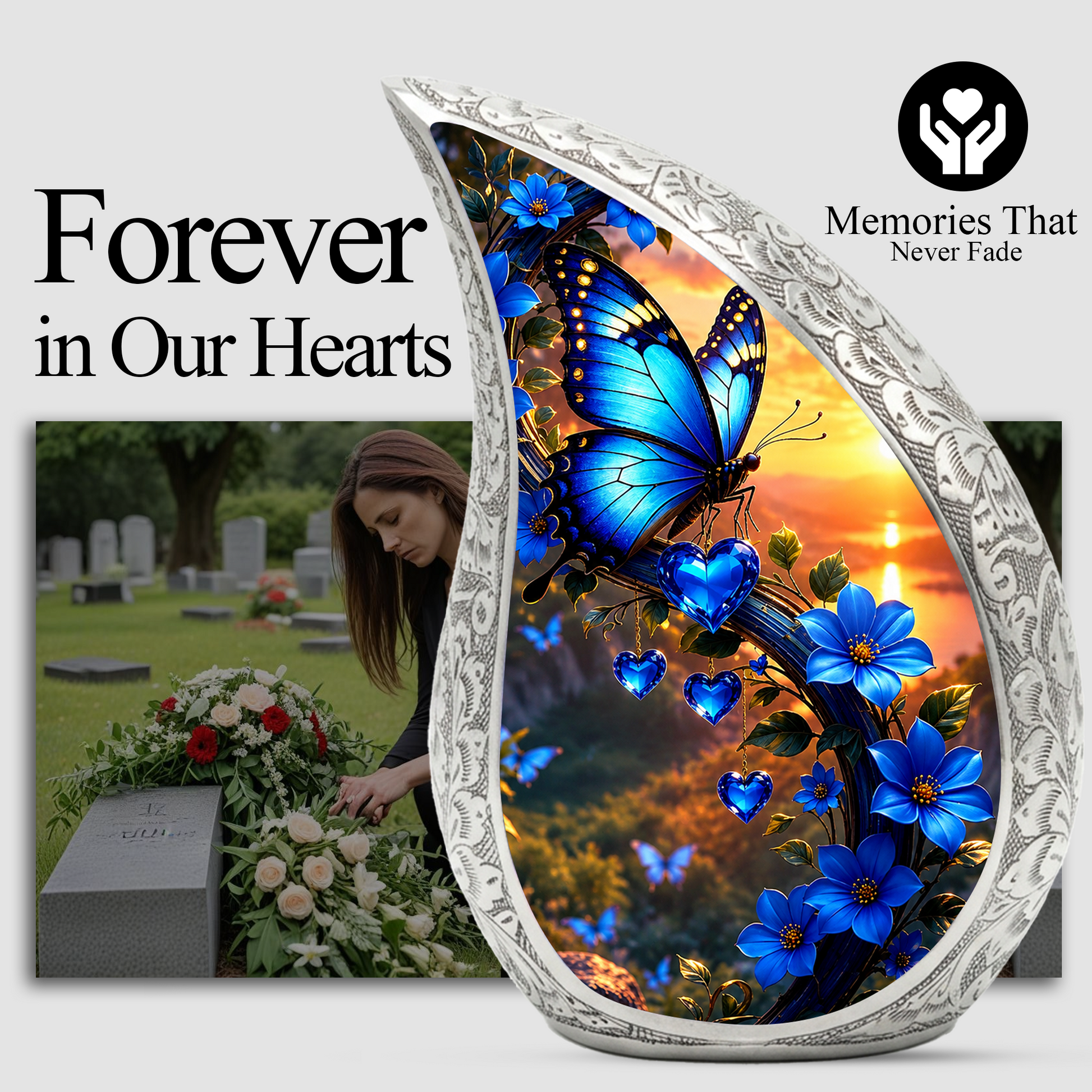 Blue Butterfly Urn for Ashes | Butterfly Urns for Human Ashes, Butterfly Urn for Cremains,