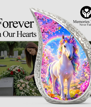 Ocean Unicorn Urn for Mom, Fantasy Cremation Keepsake Urn for Women
