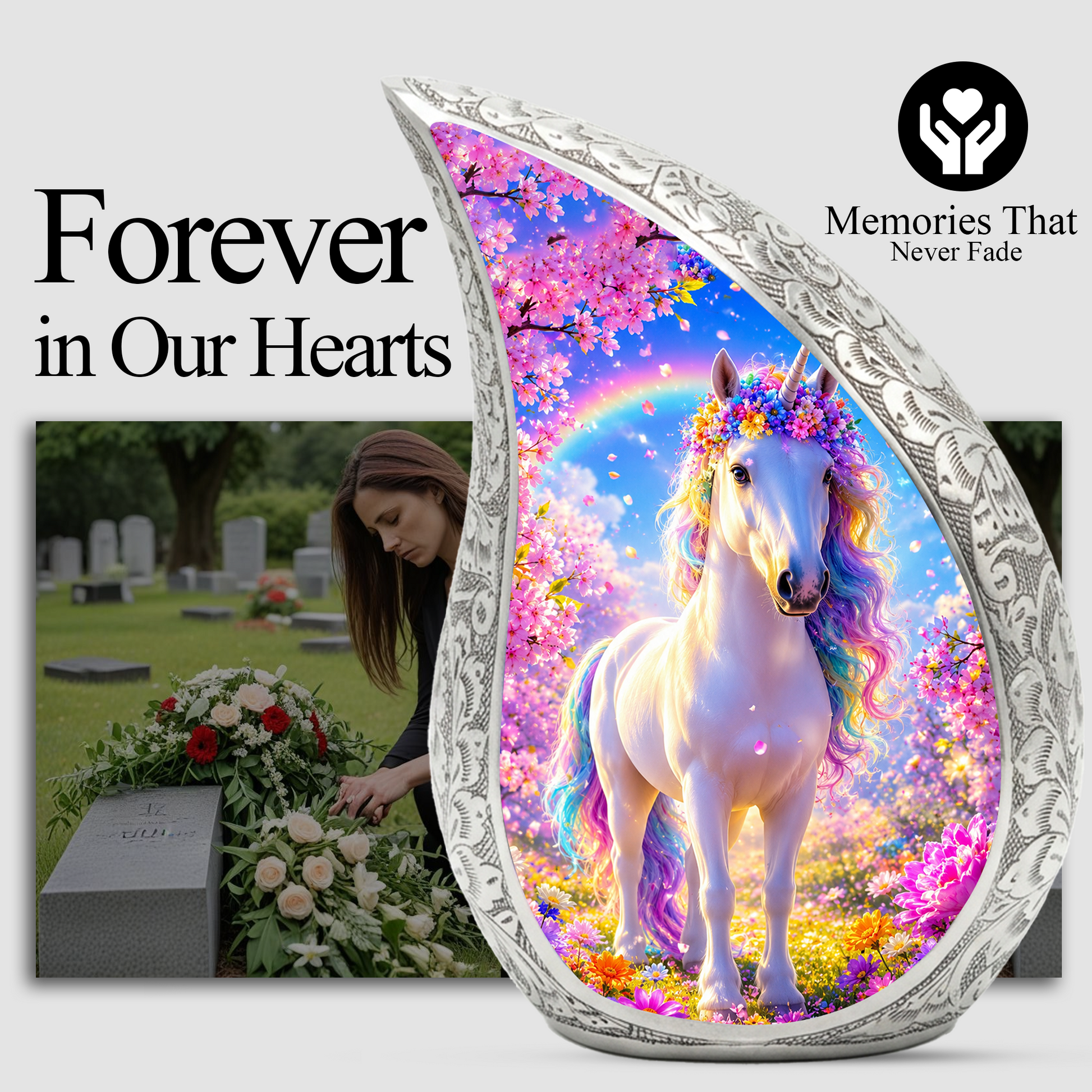 Ocean Unicorn Urn for Mom, Fantasy Cremation Keepsake Urn for Women