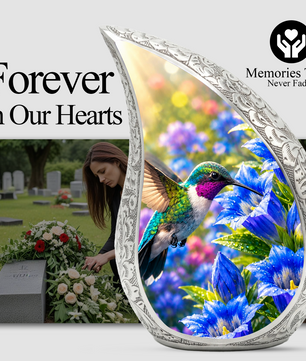 Hummingbird Urn for Human Ashes | Beautiful Hummingbird Adult Cremation Urn | Floral Memorial Urn for Adult Ashes