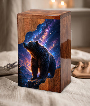 Bear Wooden Cremation Urn – Personalized Memorial Urn for Human Ashes