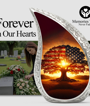 Patriotic American Tree Adult Urn for Human Ashes