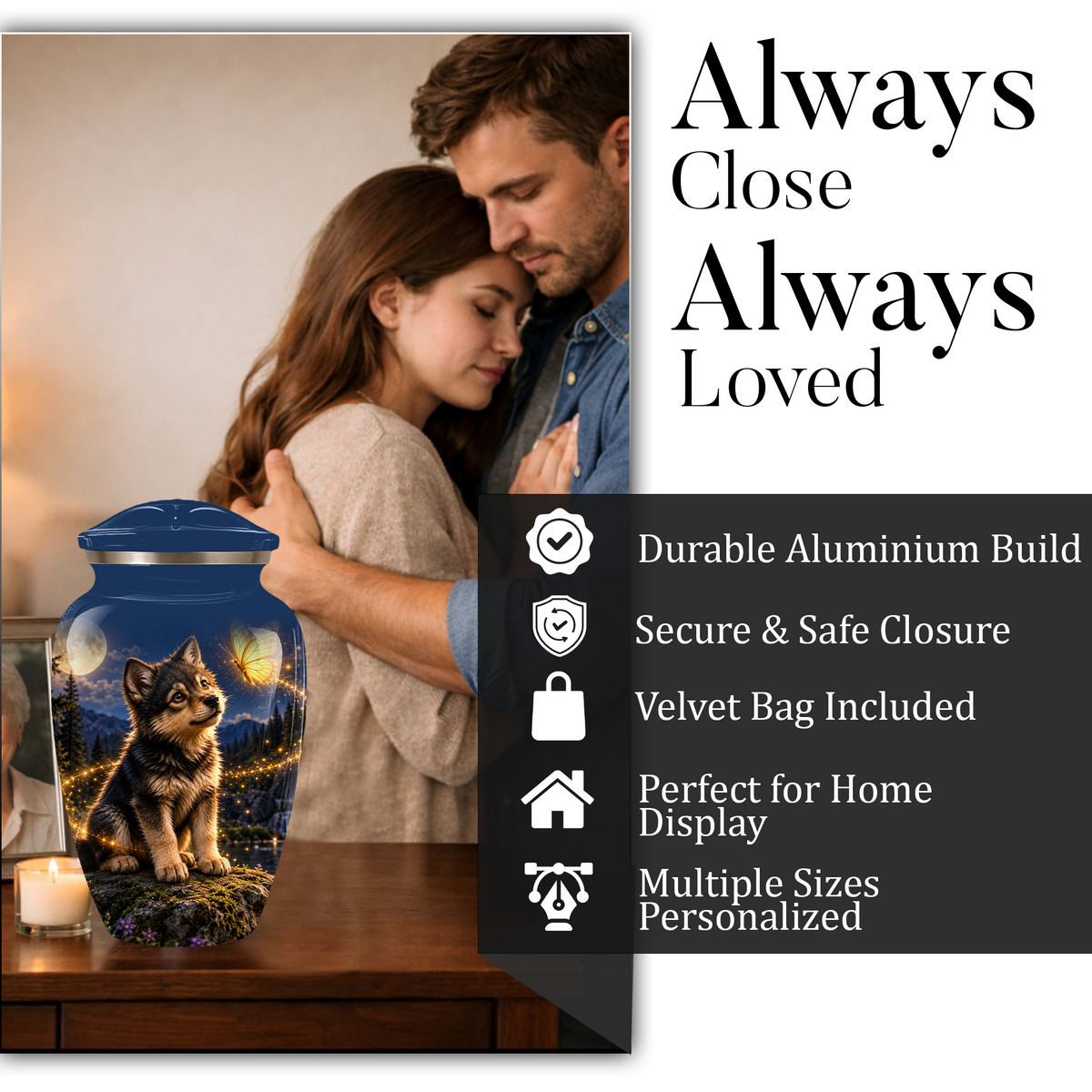 Personalized Dog Cremation Urn for Ashes – Custom Pet Memorial Urn for Dogs