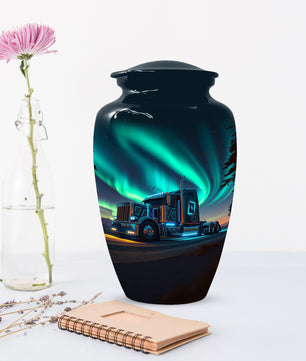 Semi Truck Cremation Urn for Ashes - Personalized Trucker Memorial for Dad | Big Rig Funeral Urns for Adult Male